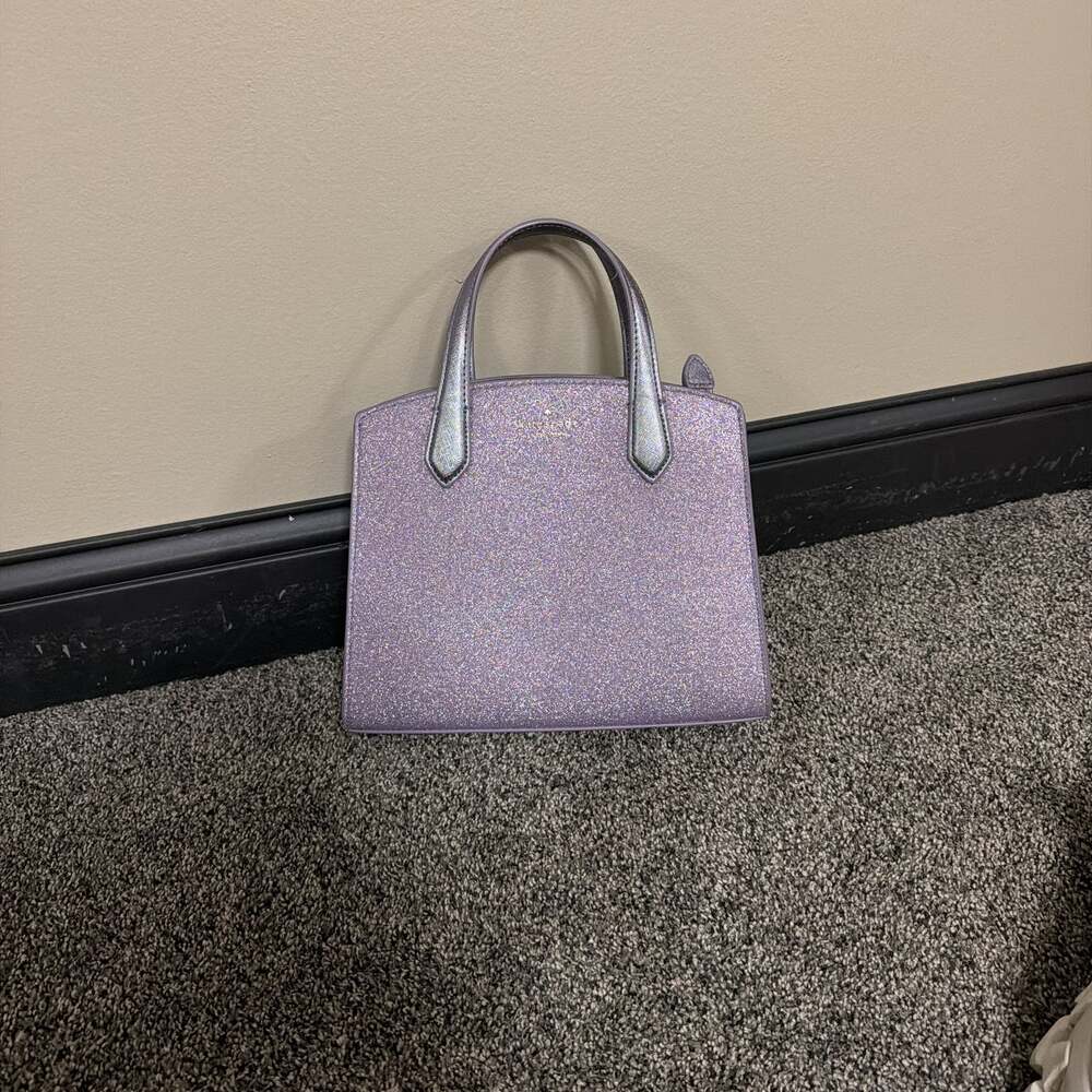 Kate Spade Tinsel Glitter Fabric Satchel Crossbody Handbag in Lilac Frost